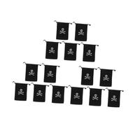 SECFOU 15pcs Halloween Pirate Drawstring Bags Skull and Money Treat Pouches Polyester Coin Candy Storage for Party Favors and Decorations