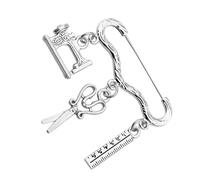 SECFOU 1pc Creative Tailor Brooch Pin with Sewing Machine Scissors Ruler Design Clothing Designer Accessory for Jackets Bags Backpacks Chic Fashion Lapel Pin for Sewing Enthusiasts