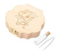 SECFOU 1set Boy Girl Wooden Tooth Box for Storing Lost Teeth Keepsake Organizer Zodiac Dragon Design for Boys and Girls to Preserve Childhood Memories