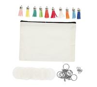 SECFOU 1set DIY Blank Canvas Makeup Pouch Versatile Handheld Pen Storage Bag for Organizing Cosmetics and Stationery Zipper Design for Students and Artists