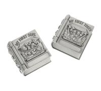SECFOU 2 Pcs Milk Teeth Containers Metal Keepsake Boxes with Adorable Animal Patterns First Tooth and Curl Storage for Boys Baptism Christmas Birthday Gift