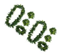 SECFOU 2 Sets Hawaiian Artificial Leaf Bracelet Set, Fabric Elastic Band | Two-piece Tropical Costume Accessory Set, Reusable Travel Friendly Design, Guests and Planners