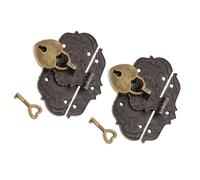 SECFOU 2 Sets Vintage Heart Shaped Jewelry Box Decorative Locks Lightweight Zinc Alloy Hasp Latch with Antique Matte Finish for Suitcase and Vintage Chest Decoration