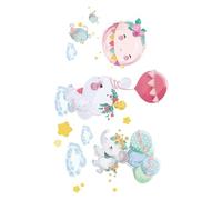 SECFOU 2 Sheets Cartoon Elephant Balloon and Cloud Wall Stickers for Nursery Bedroom Decorative Animal Printed Decals Removable and Safe Home Decor