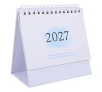 SECFOU 2027 Mini Desk Calendar with Twin Wire Binding, Blue Small Flip Calendar for Desktop Use, Paper Size 13x12x7cm, for School and Office Planning