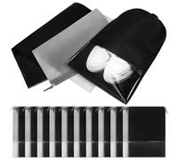 SECFOU 20Pcs Travel Shoe Bags Non-Woven Fabric Drawstring Pouch with Transparent Window Portable Shoe Storage Organizers for Sneakers Slippers and Leather
