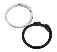 SECFOU 2pcs Adjustable Couple Rings Set, Angel and Demon Style Silver and Black Open Band, Unisex Promise Jewelry for Lovers and Engagement