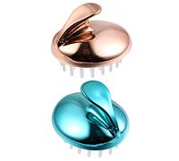 SECFOU 2pcs Bath Hair Scalp Shampoo Brush with Handle, Soft Texture and Relaxing Massage, Creative Design for Shower and Washing Hair, Blue Silicone Head Massaging Scrubber