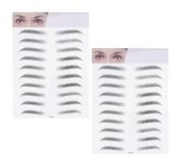 SECFOU 2pcs Black Paper Eyebrow Stickers Transfers for Men and Beginners, Easy to Use with No Skin Wounds, Realistic Hair-like False Eyebrows Temporary Decoration for Everyday Makeup