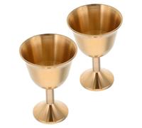SECFOU 2pcs Decorative Brass Chalice Cups Vintage Style Metallic Goblets for Home and Bar Use, Beautiful Table Cup Adornment for Drinking Wine and Beverages