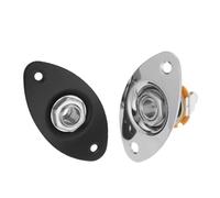SECFOU 2pcs Electric Guitar and Bass 6.35mm Oval Mono Input Jack Socket Plate, Recessed Output Plug Parts for Electric Guitar Accessories, Black and Silver