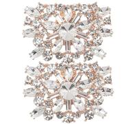 SECFOU 2pcs Elegant Rhinestone Shoe Jewelry Clips Gold Decorative Accessories for Wedding Brides Pumps Flats Heels Sandals Versatile Bridal Charm