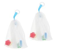 SECFOU 2pcs Face Cleansing Foaming Nets for Soap Bar with Pe Material, Portable and Easy to Carry White Soap Mesh Pouches, for Facial Cleanser Foaming at Home