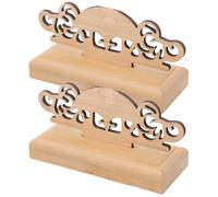 SECFOU 2pcs Folding Fan Display Base Holder Bamboo Beige Display Stand for Collectible and Folding Fans Stable Support for Gallery Decor