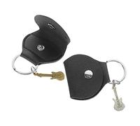 SECFOU 2pcs Guitar Picks Holder Keychain Leather Case Guitar Pick Bag Black Silver Antique Copper for and Organization