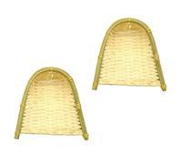 SECFOU 2pcs Handcrafted Mini Dustpan Bamboo Woven Dust Pan Brush Dustpan and Brush for Outdoor Garden Artware Decor