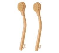 SECFOU 2pcs Handled Body Shower Brush for Elderly Disabled Gentle Exfoliating Scrubber Safe Materials for Back Cleaning and Massaging Khaki Design