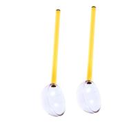 SECFOU 2pcs High-Temperature Resistant Glass Coffee Spoon Long Handle Transparent Dessert Spoons for Hot Drinks Reusable Glass Stirring Tool Suitable for Latte Milk Sundae and Iced