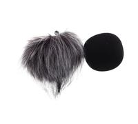 SECFOU 2pcs Microphone Windscreen Furry Cover Sponge and Long Gray-white Hair for Microphone Recorder Wind Muff Compatible Zoom