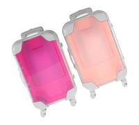 SECFOU 2pcs Mini Suitcase False Eyelashes Storage Box Travel Makeup Organizer Case Small Portable Cosmetic Bag for Women Toiletry Holder Pink and Rose Red