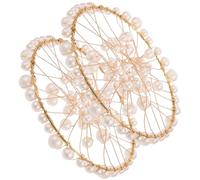 SECFOU 2pcs Pearl Circle Nail Photography Props, Decorative Jewelry Photo Backdrop Accessories for Nail Art Photoshoot, White Pearl Photo Studio Posing Props for Creative Shoots