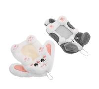 SECFOU 2pcs Plush Animal Card Holders with Keychain, Rectangular Cartoon Photo Frame Sleeves, Cute Puppy and Border Collie Design, Student Id Badge Holders for School, Party, and Bag