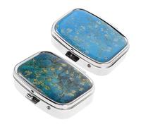 SECFOU 2pcs Portable Metal Pocket Pill Case Compartments Small Travel Pill Organizer Box for Medicine Storage Compact Holder for Purse and Emergency