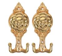 SECFOU 2pcs Rose Shaped Wall Mounted Coat Hook Made of Sturdy Iron with Golden Finish, for Hanging Coats and Bags in Bathroom or Home, Featuring Convenient Installation and Stylish Design