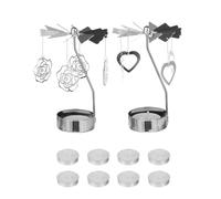 SECFOU 2pcs Rotating Metal Candle Holders Elegant Silver Candlesticks with Romantic Design for Christmas and Valentine's Day Home Decoration