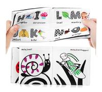SECFOU 2pcs Soft Cloth Books with Animal and Alphabet Patterns Washable Educational Early Learning for Boy Girl Sensory Crinkle Activity for Interaction Suitable for Shower