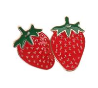 SECFOU 2Pcs Strawberry Brooch Pin Zinc Alloy Red Simple Style Fashion Sense Practical Lapel Pin Fixed on Clothes Wedding Fruit Fruit Shaped Accessory for Female