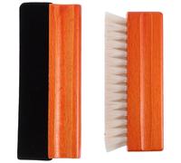 SECFOU 2pcs Vinyl Record Cleaning Brush Set with Wood Handles for Phonographs and Vinyl Records, Anti-static Design Removes Dust, for Collectors and Music Lovers Daily and Deep Cleaning