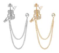 SECFOU 2pcs Violin Brooch Pin Creative Alloy Firm Fixation Decorative Effect Women Clothes Decor for Wedding Mother's Day Assorted Color