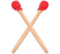 SECFOU 2pcs Wooden Mallet for Gong with Red, Percussion Instrument Drum Sticks for Adults and Beginners, Wood Handle Drumsticks for Traditional Chinese Music
