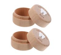 SECFOU 2pcs Wooden Tooth Fairy Box Lost Tooth Holder with Cute Carved Design for Boys Secure Storage Organizer