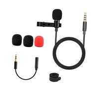 SECFOU 3.5mm Omnidirectional Lavalier Microphone, Clip-on Recording Mic with 1.5m Cable, Lightweight Portable Lapel Mic for Phone, Computer, Webcast and Outdoor Lectures