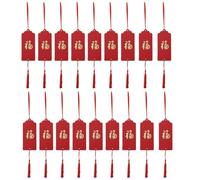 SECFOU 30pcs Red Hanging Blessing Cards Tags with Fu Words, Paper Material and Precise Cutting, Classic New Year Garden Decoration Pendant for Festive Celebrations