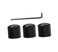 SECFOU 3pcs Black Electric Bass Guitar Control Knobs with Hole Dome Design and Wrench Volume Tone Replacement Parts for Concentric and Split Shaft Pots Guitar Accessories