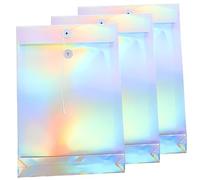 SECFOU 3Pcs Holographic Paper File Bags with Tie Closure Portable Document Organizers for Papers Bills and Stationery Lightweight Pouches for Office and School Use