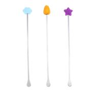 SECFOU 3pcs Milk Powder Stirring Sticks Long Handle Silicone Mixing Rods Baby Milk Mixer for Infant Formula Preparation Orange Tulip