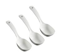 SECFOU 3pcs White Pp Kitchen Ladles Set with Break Resistance and Ergonomic Design, Large Soup and Porridge Spoons for Home and Canteen Use