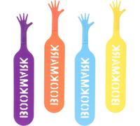 SECFOU 4 Pcs Cute Plastic Finger Bookmarks, Small Page Markers for Students, Novelty Reading Accessories in Four Colors, Bulk Fun Book Page Holders for Books and Notebooks