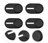SECFOU 4 Pcs Portable Black Plastic Webcam Cover Slide for Laptop and Tablet with Anti-peep Privacy Protection, Design for Secure Camera Privacy