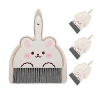 SECFOU 4 Sets Portable Mini Dustpan and Whisk Broom with Cute Rabbit Design Compact Lightweight Cleaning Brush for Desk Kitchen and Small Spaces Plastic Construction