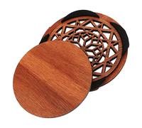 SECFOU 41 Acoustic Guitar Wooden Soundhole Cover Dark Geometric Pattern Feedback Muter Dustproof Protector for Acoustic Guitar