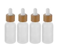 SECFOU 4pcs 30ml Glass Dropper Bottles with Bamboo Cap Refillable Bottle with Pipette Portable Essential Oil Dispenser and Travel Accessories Subpackaging for Convenient Use