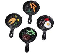 SECFOU 4pcs Adorable Frying Pan Fridge Magnets Set Made of Resin with Hand-painted Lifelike Colour, Unique Shape for Holding Notes and Photos, for Home Decor, Office Cabinet Or Whiteboard