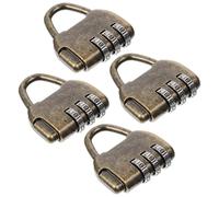 SECFOU 4pcs Antique Style Digit Combination Padlocks Set, Retro Chinese Wooden Box Locks with Creative Password, Suitable for Suitcase Cabinet and Drawer Security