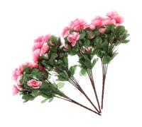 SECFOU 4pcs Beautiful Artificial Flowers Fake Rhododendron Flowers with Realistic Silk Cloth and Iron Material, Not Easy to Fade or Fall, for Garden and Party Decoration