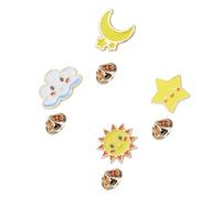 SECFOU 4pcs Creative Alloy Brooch Pins Set with Sun Moon Cloud Star Shapes, Safe to Use and Easily Match with Dresses and Headscarves, Chic and Simple Clothes Pins for Women